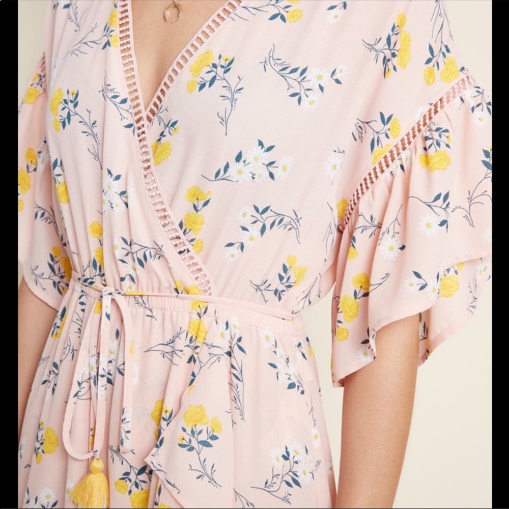 Pink and yellow wrap dress from ModCloth